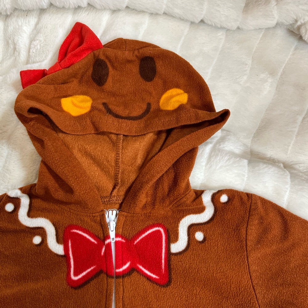 Christmas Xmas Fleece Gingerbread Girl 8 Bow Hood Sleep Lounge Zip MVMCP PJ Fall